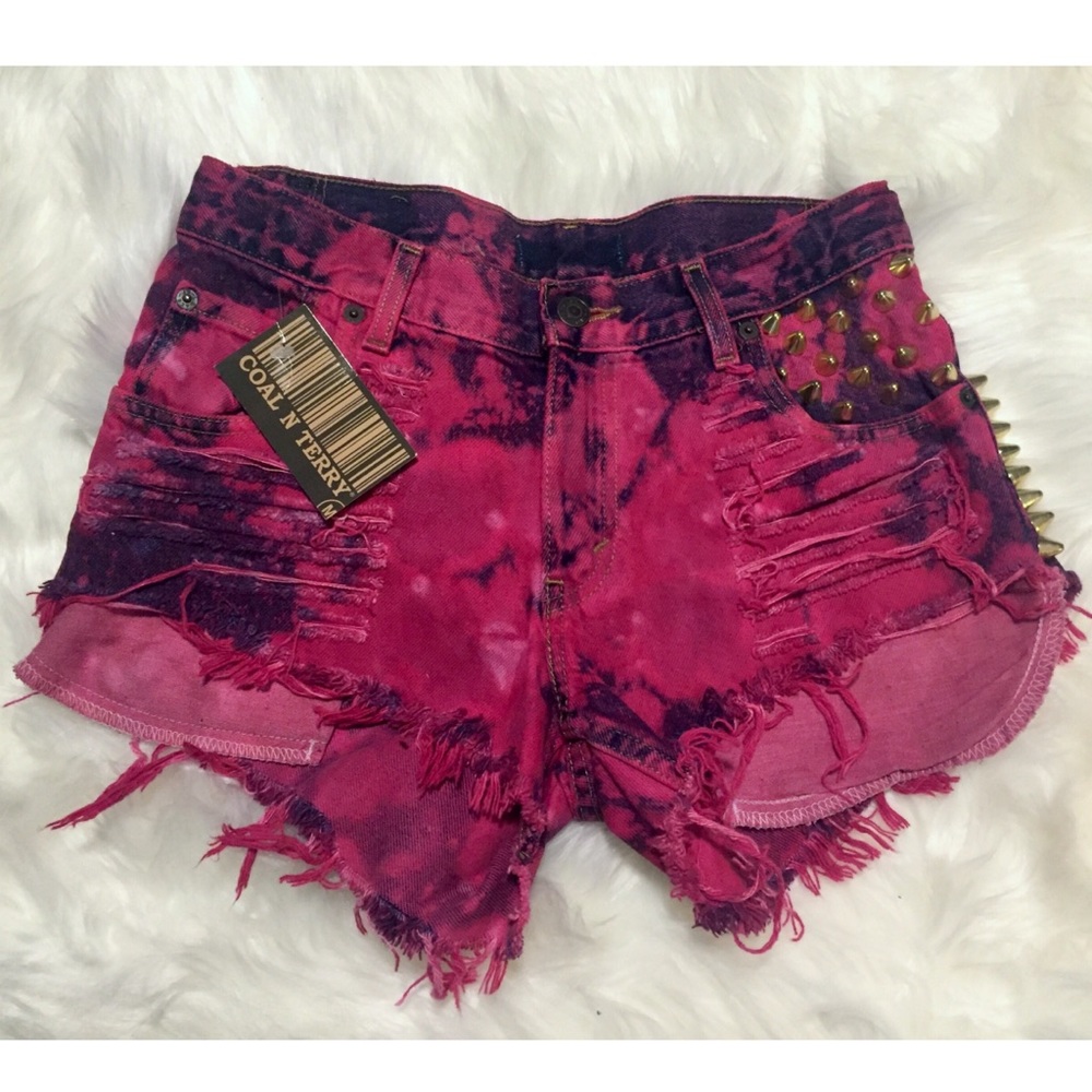 ✨COAL N TERRY✨Tie Dye Acid Wash Embellished Shorts